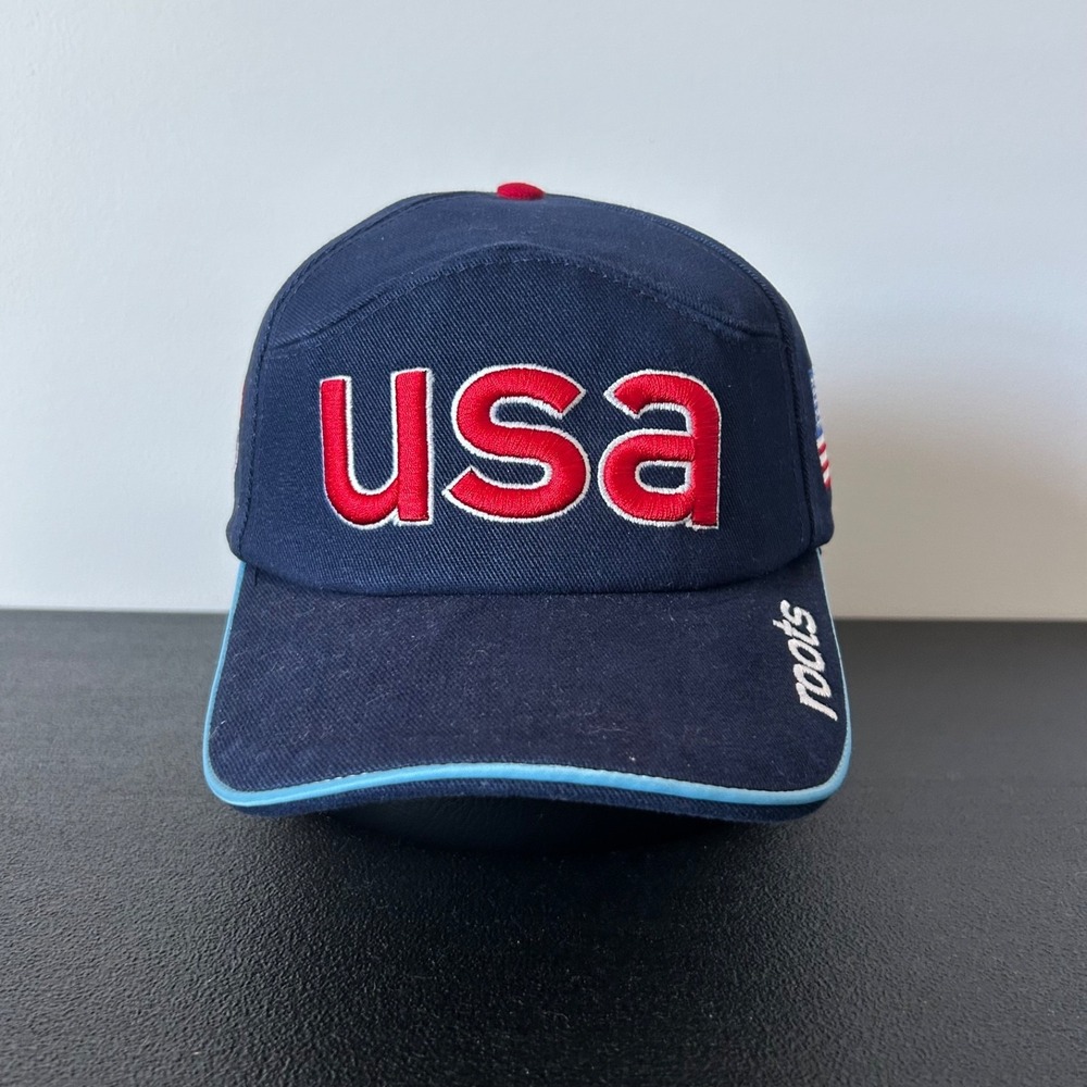 BRAND NEW Roots USA Hat Cap Strap Back Adjustable Navy Blue 2002 Olympics W TAGS